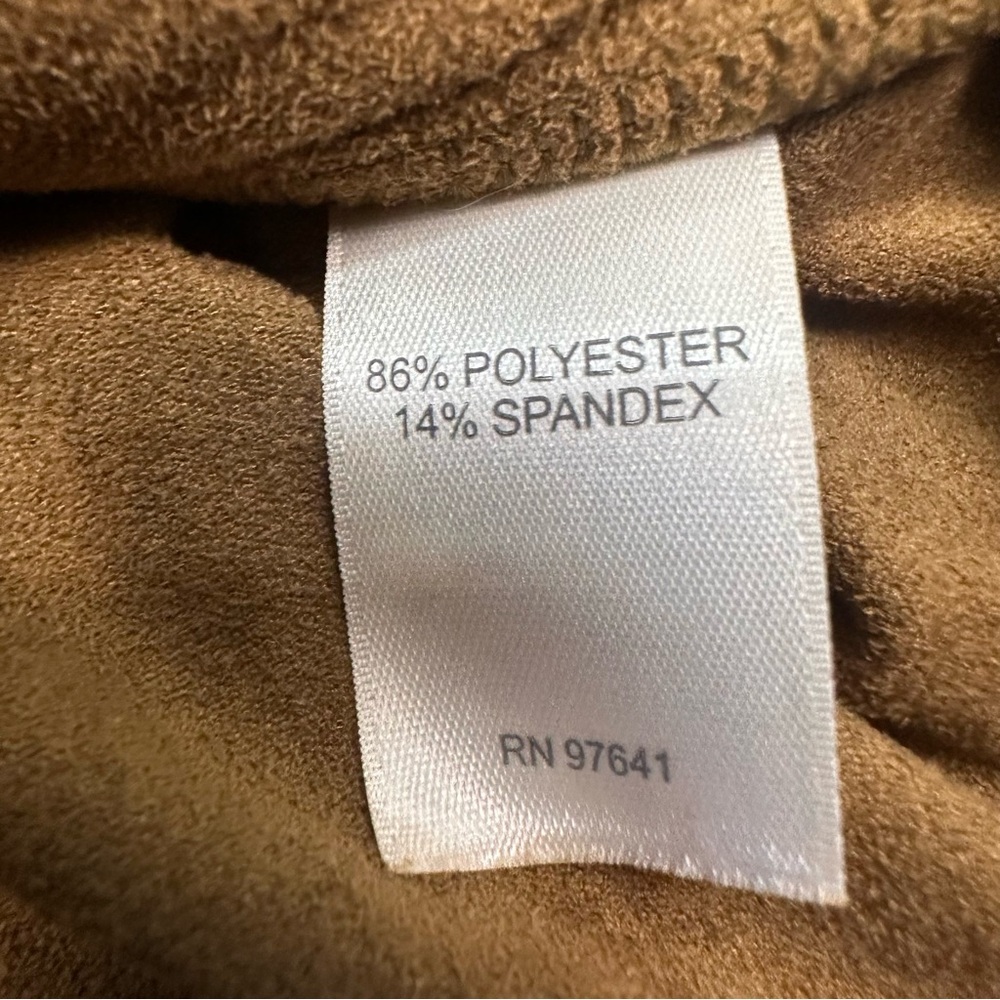 J. Jill Faux Suede Moto Jacket Size Small Petite SP Brown Camel Asymmetrical Zip - Picture 6 of 13